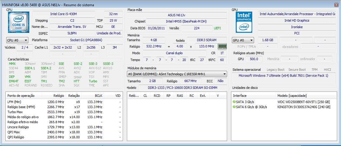 Portatil Asus N61JV
