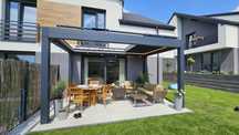 Bioklimatyczna pergola lamelowa 4x3 aluminium, otwierana zdalnie z LED