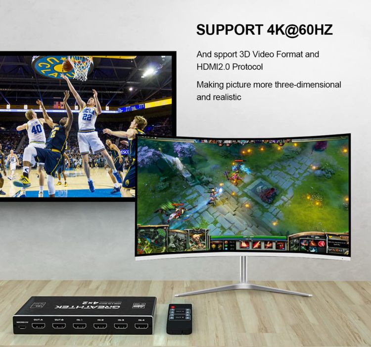 Матричний перемикач HDMI 4x2 4K60Hz HDMI сплітер 4 входи 2 виходи
