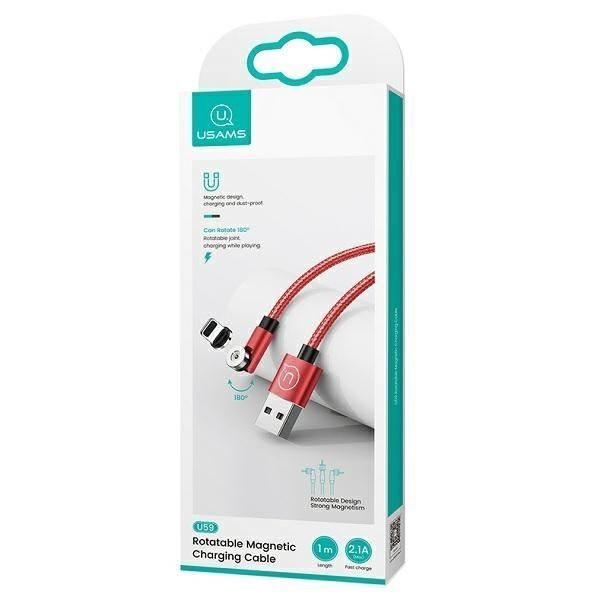 Kabel Magnetyczny USAMS U59 Fast Charge 2.1A Lightning 1M - Czerwony