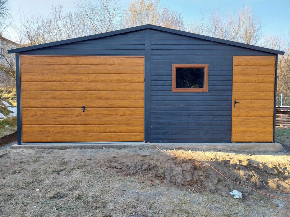 Garaż blaszany 6x5m drewnopodobny nowoczesne garaże blaszane PRODUCENT
