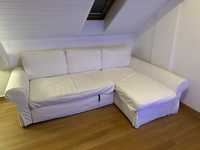 Sofa cama de 4 lugares com chaise longue com arrumação, bege