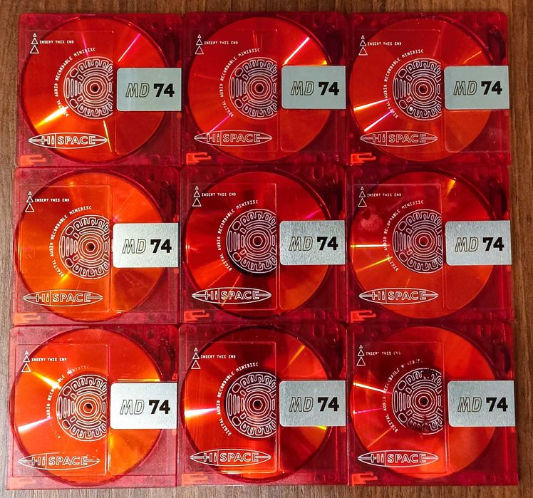 Pakiet 9 płyt MiniDisc HI SPACE 74 czerwone