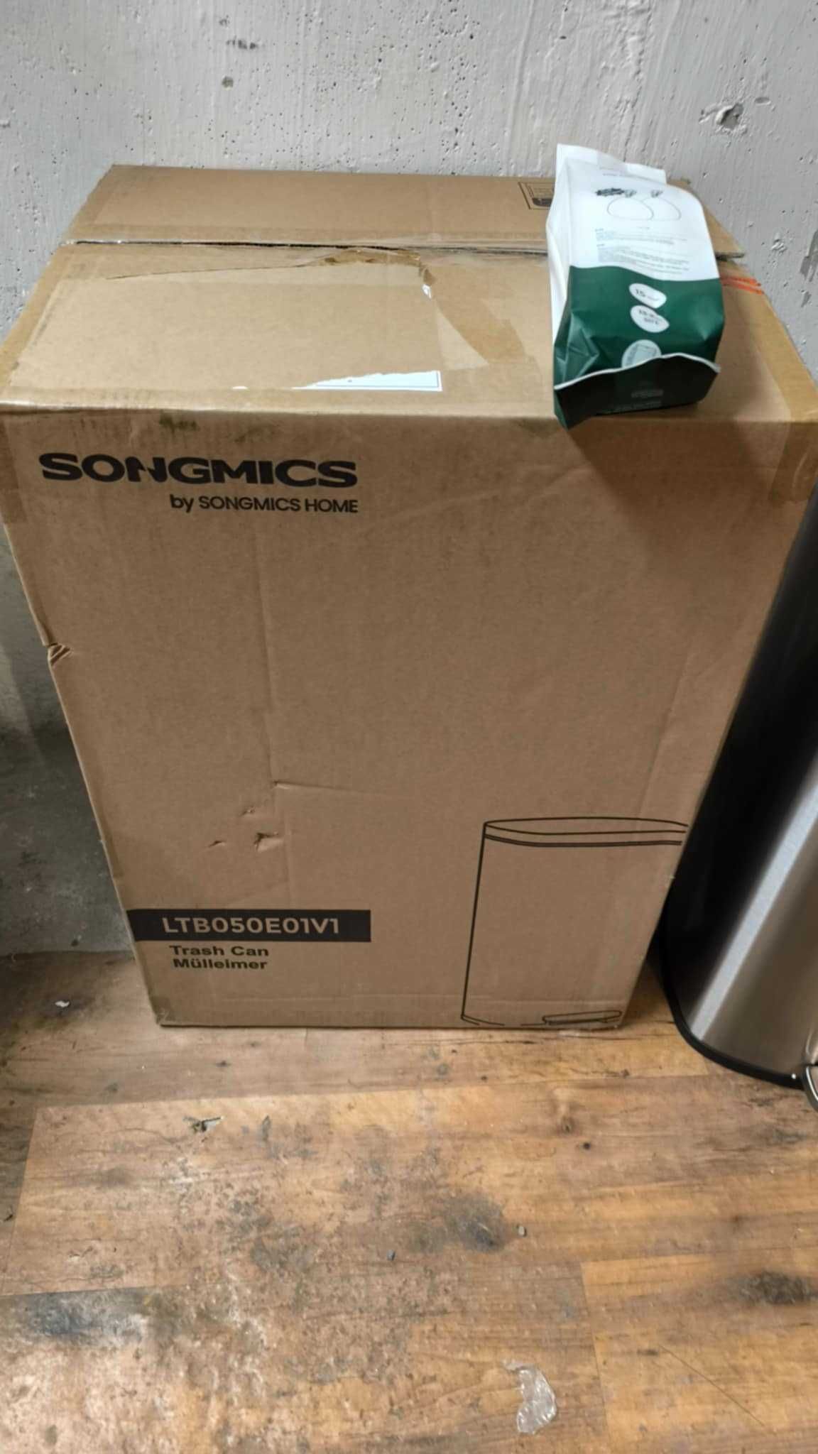 SONGMICS Kosz na śmieci, 50 litrów, stalowy kosz pedałowy