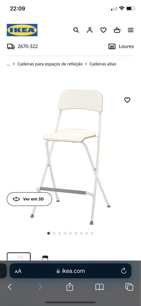Cadeira alta IKEA c/ encosto