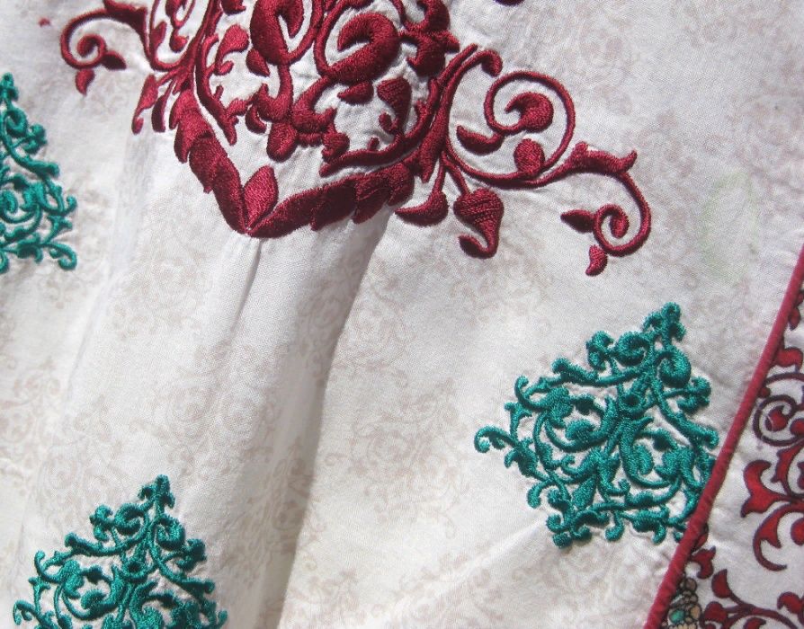 Платье туника вышиванка миди коттон белая разноцветная с вышивкой S М