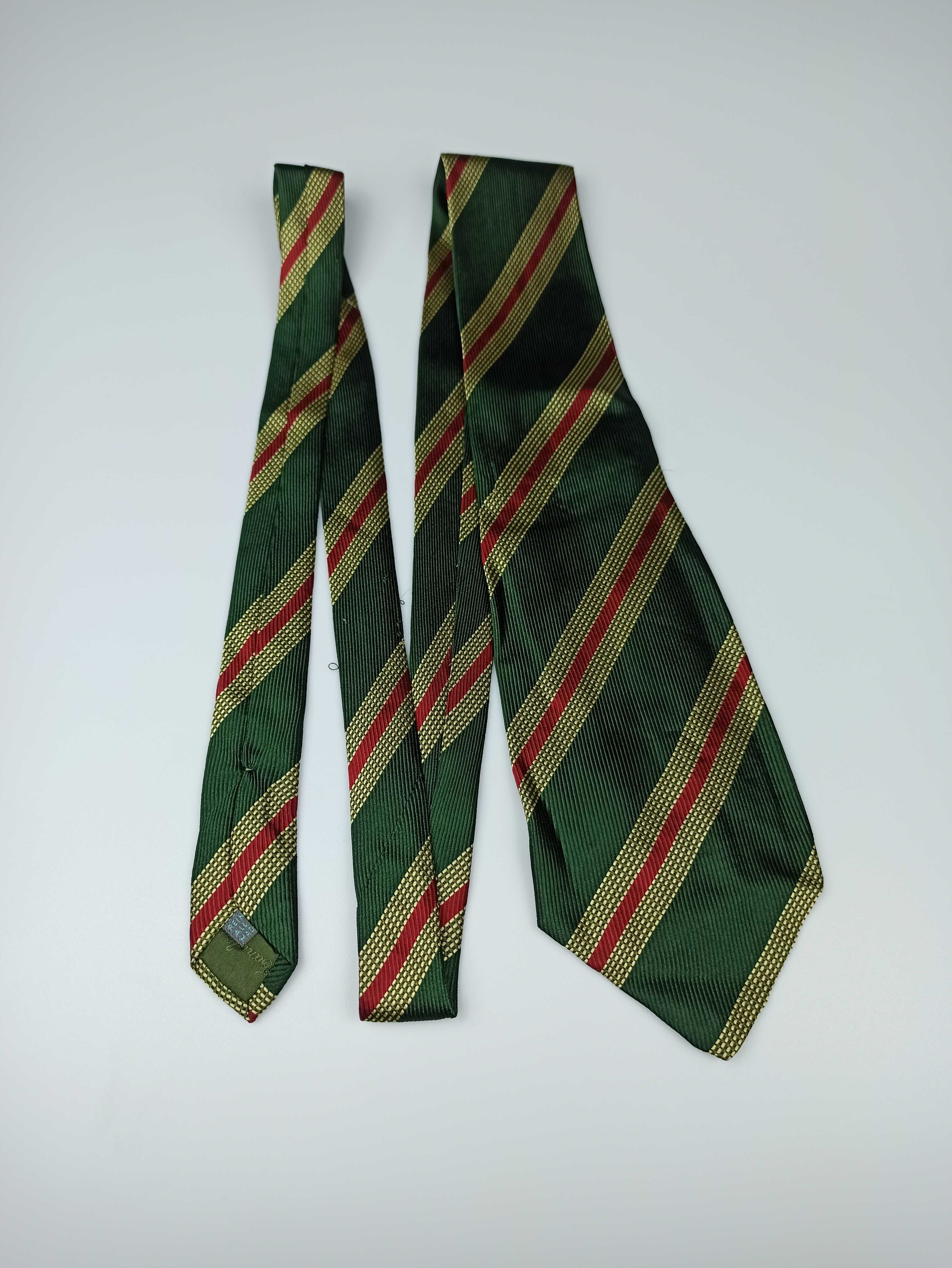Zanolini włoski zielony jedwabny krawat w paski q21