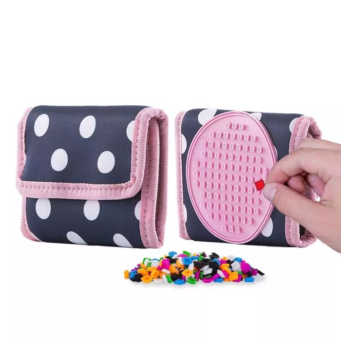 Portfel na rzep Kropki z różowym panelem. Pixie Crew