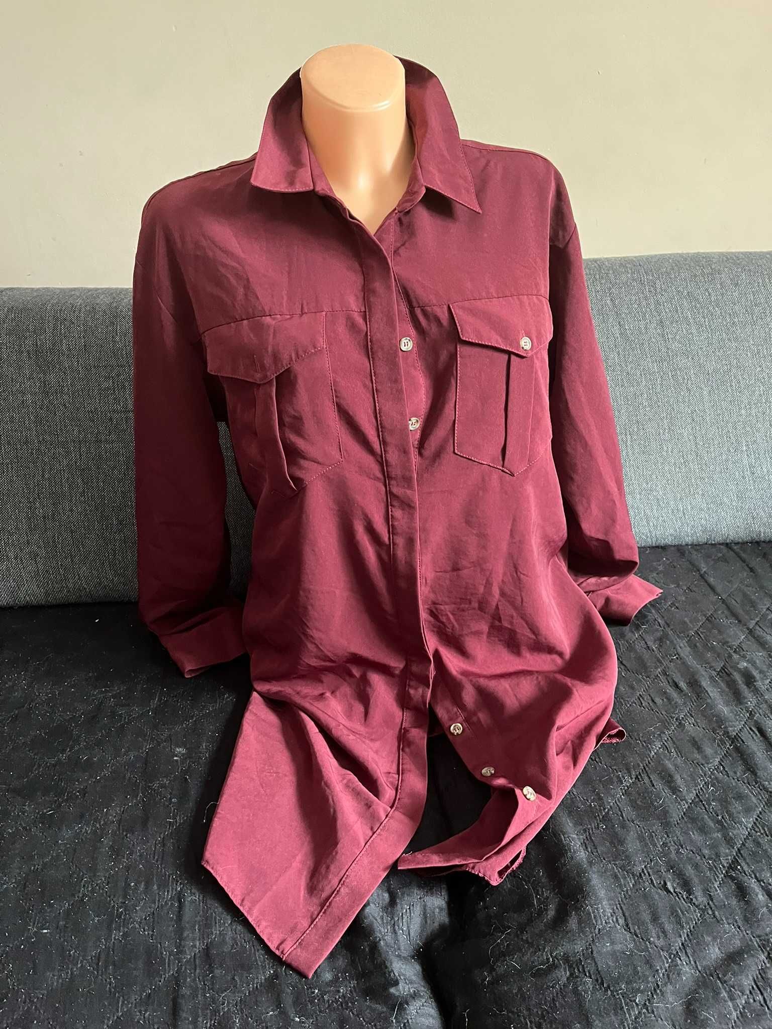 Sukienka koszulowa Topshop M bordowa