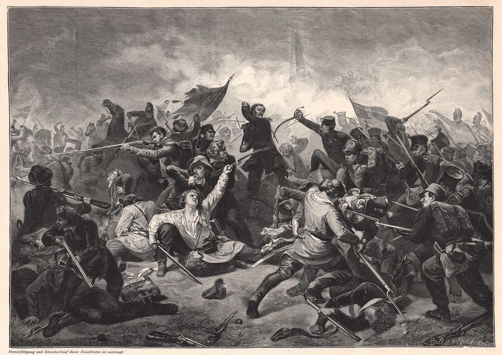 Bleibreu: Bitwa pod Bau. Drzeworyt 1899 r. oryginał