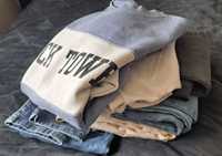 Zestaw ubrań dla 12-14latki 4pary spodni, bluza, spodenki, kombinezon