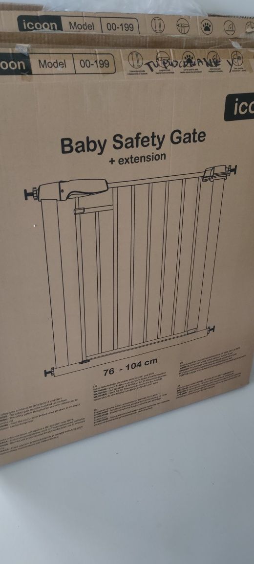 Bramka zabezpieczająca dla dzieci na schody ICOON 76-104cm