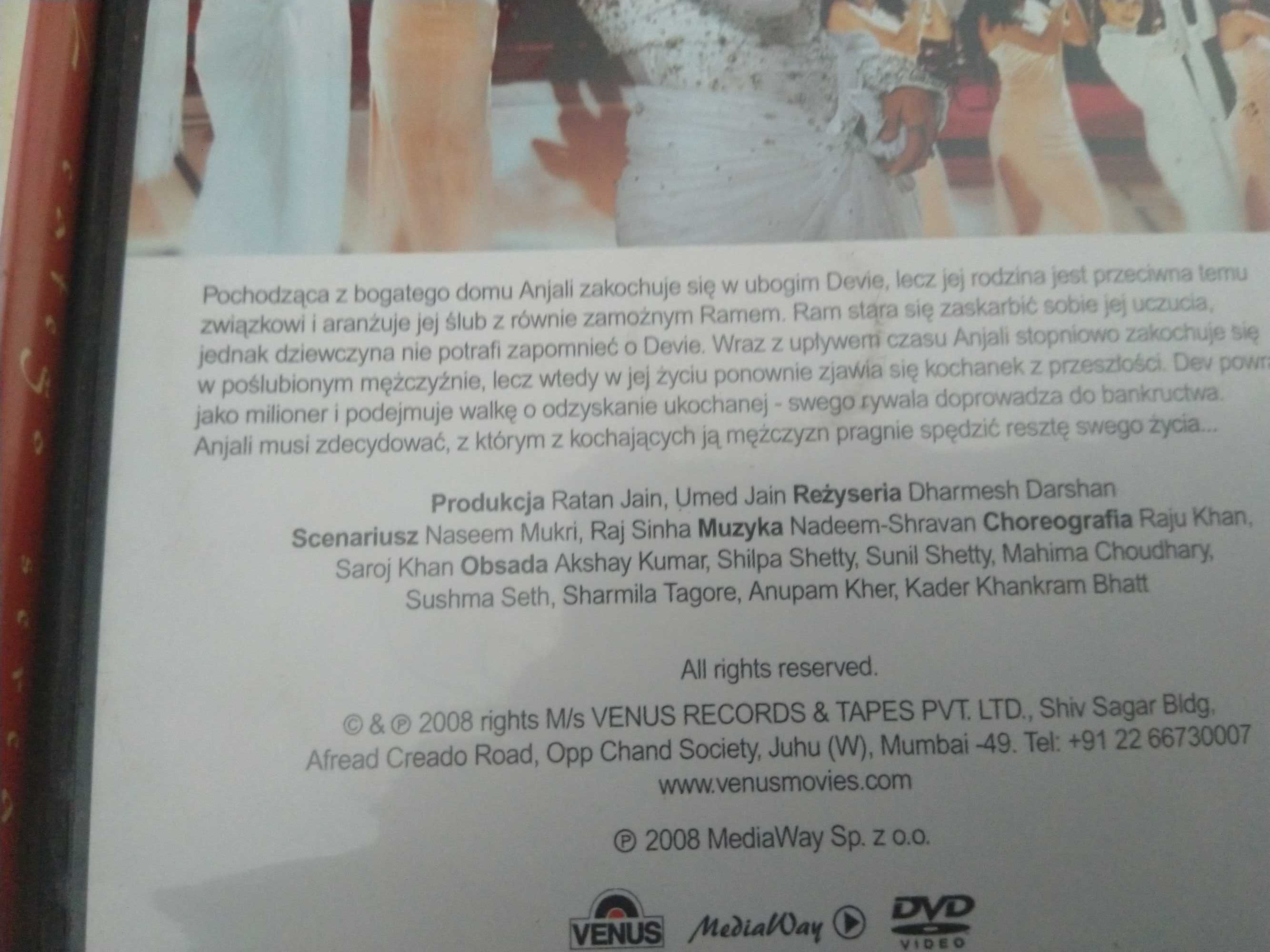 Dwa filmy dvd Bollywood - Z całego serca, Bicie serca