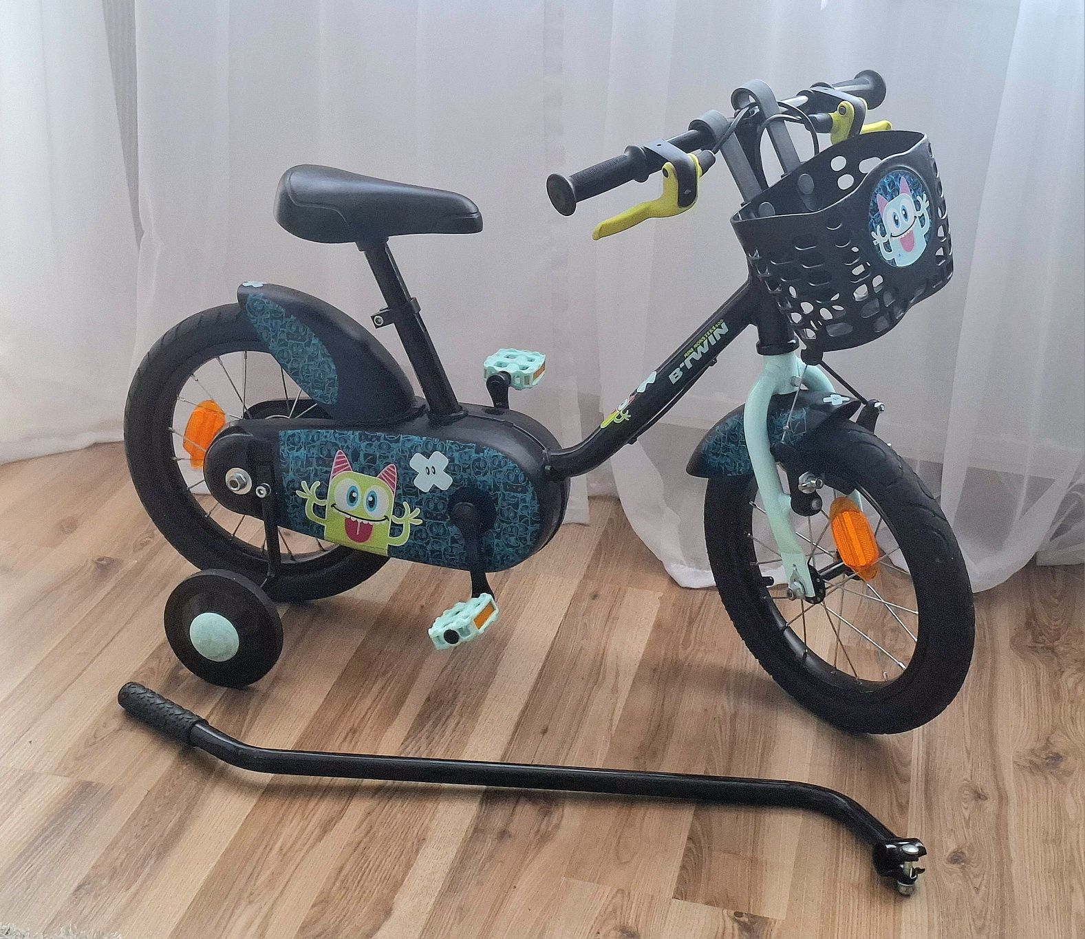 Btwin rowerek Monster koszyk kółka prowadnik koła 14 cali