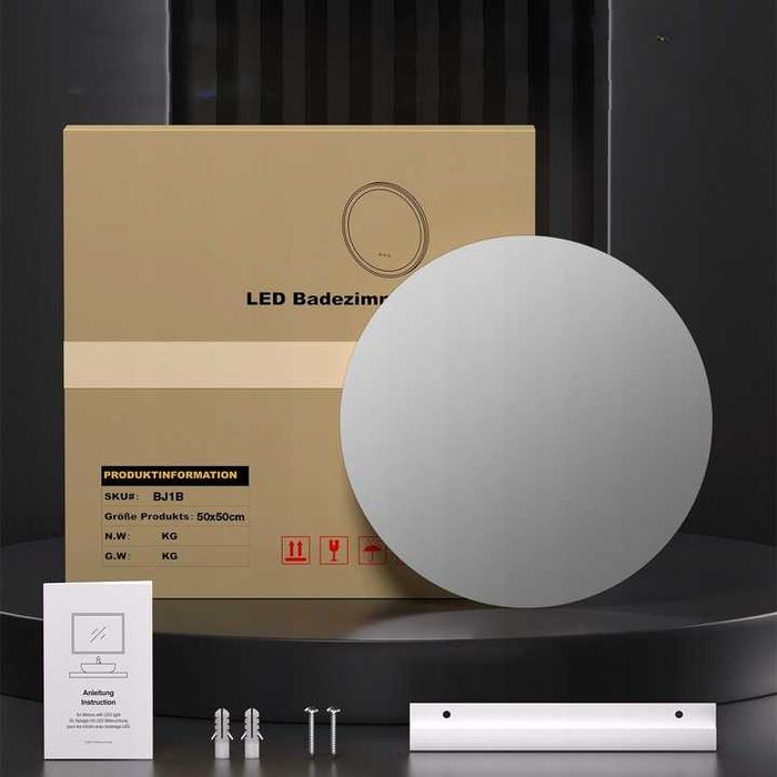 GIMBELEN okrągłe lustro LED 50 cm z zimnym światłem IP44