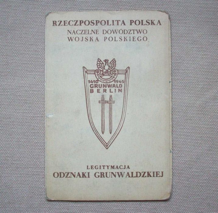 Legitymacja Odznaki Grunwaldzkiej/Odznaka Grunwaldzka, 1946.