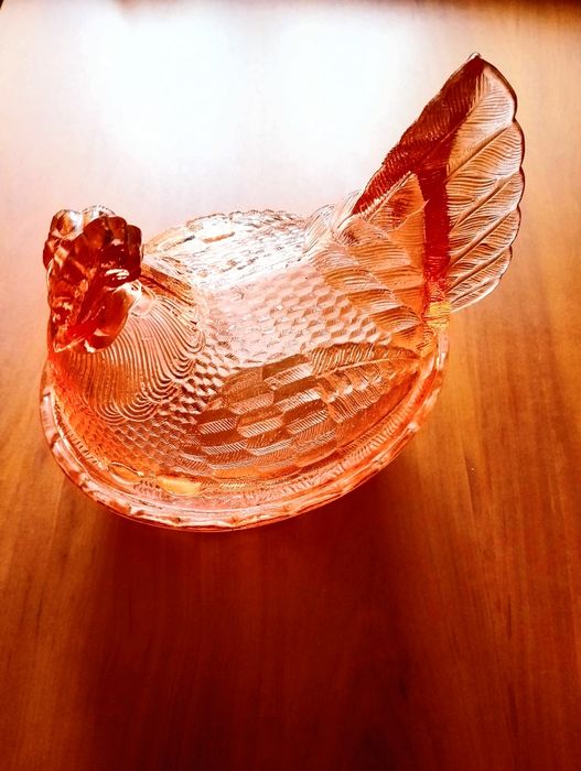 Duża kura PRL Rozalinowa 21cm