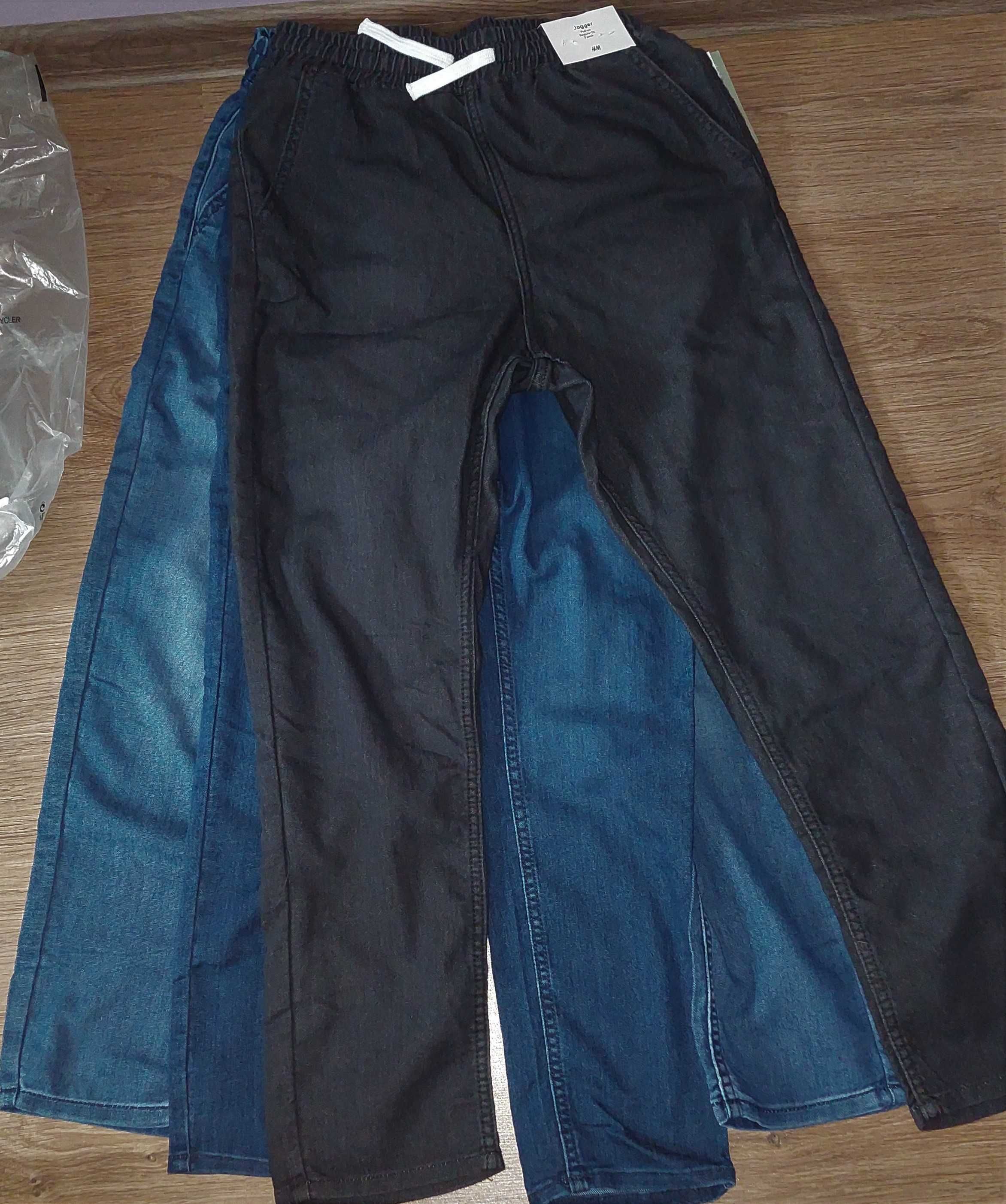 152 3 szt. H&M Bawełniane joggersy NOWE  spodnie denim jeansowe lato