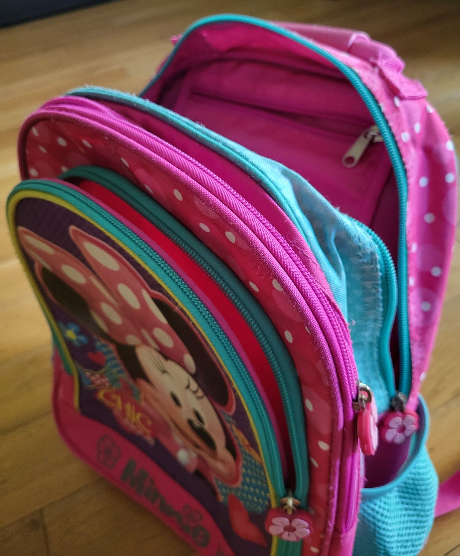 Plecak szkolny Myszka Mini różowy w kropki