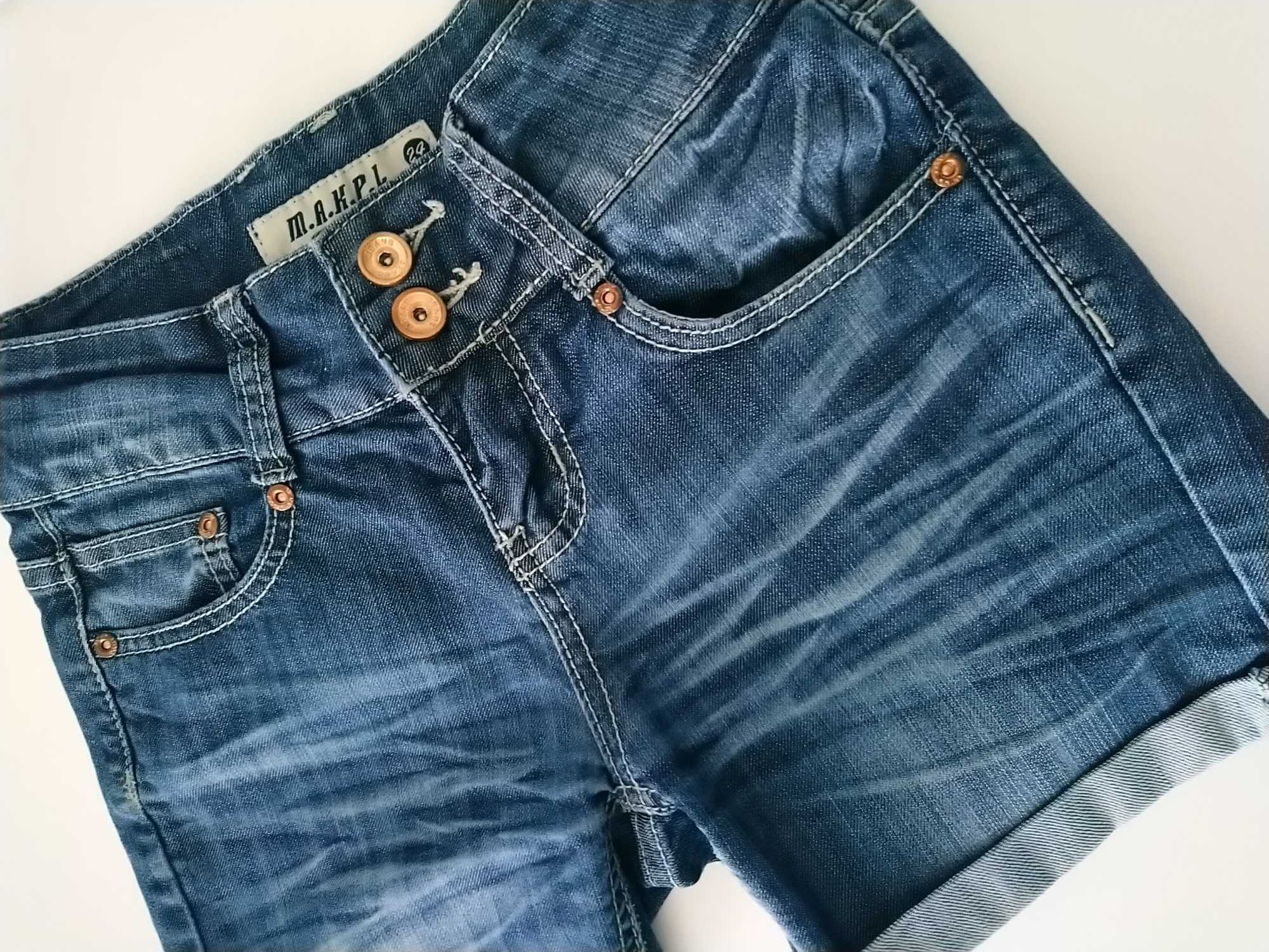Krótkie spodenki jeansowe przecierane, rozm. 24 /164 dziewczęce