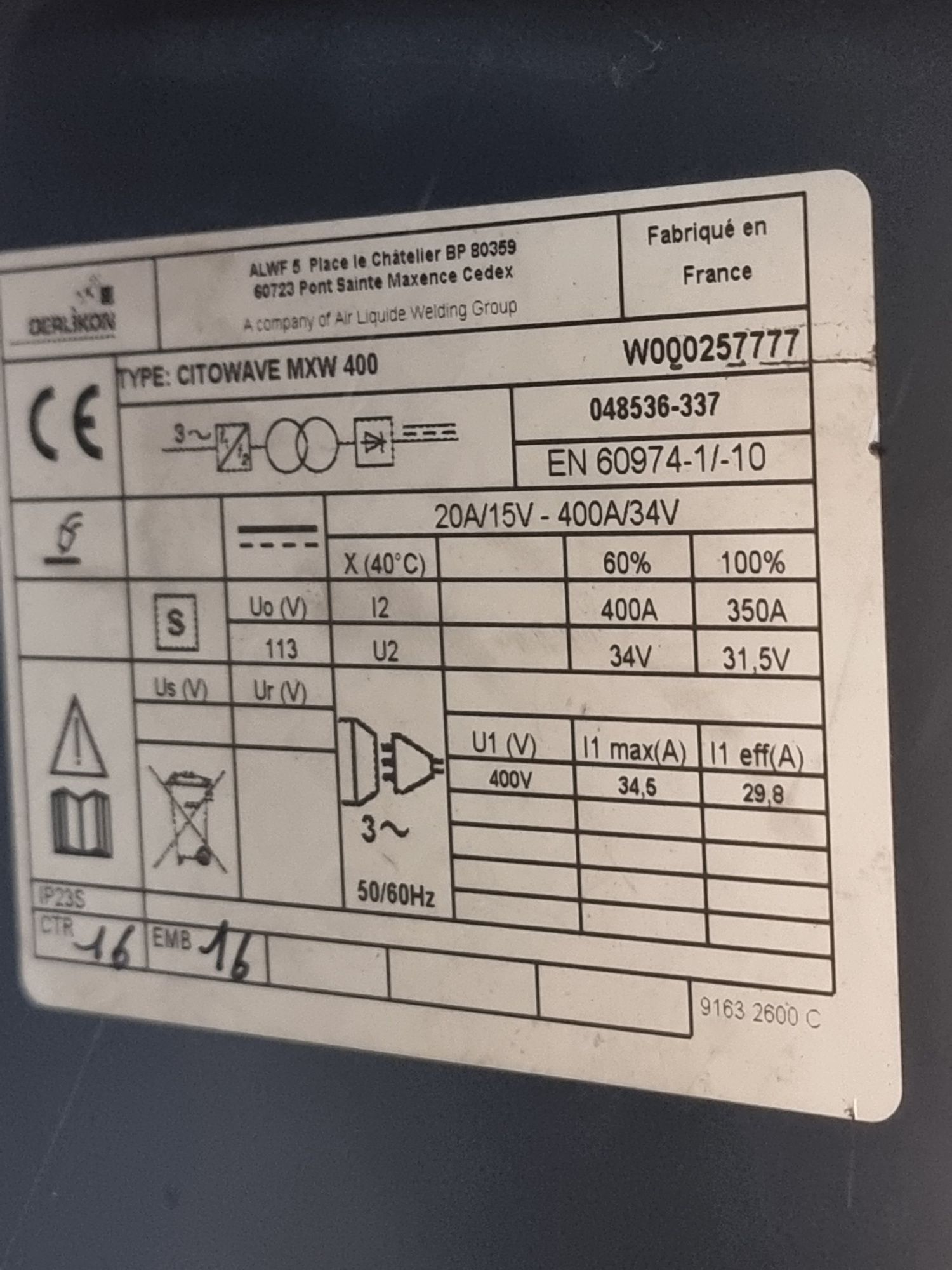 Spawarka oerlikon citowave  mxw 400