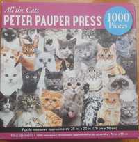 Unikatowe puzzle 1000 (-2) Koty