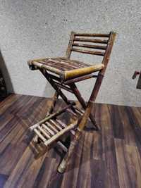 Hokery krzesła barowe bambus komplet 4 szt