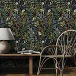 Tapeta Samoprzylepna Czarna w Kwiaty PVC Wodoodporna 44x600 cm 2,64 m²