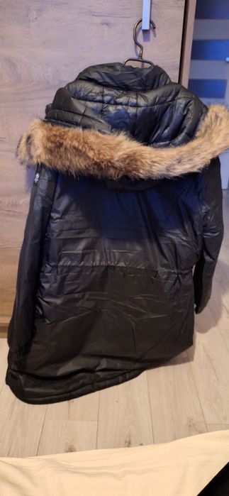 Kurtka zimowa parka plus size czarna zimowa nowa dwustronna 50/52