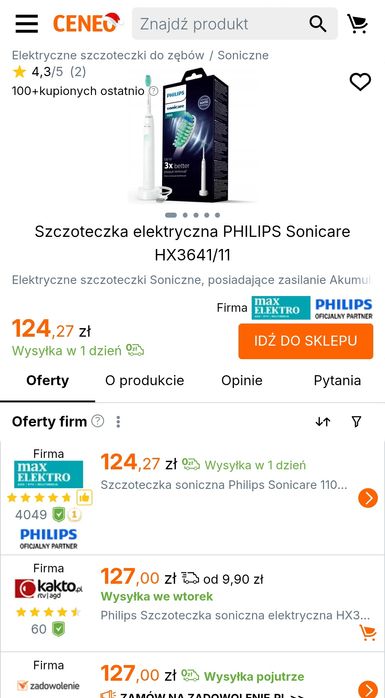 Szczoteczka Philips Sonicare 1100, soniczna, akumulatorowa