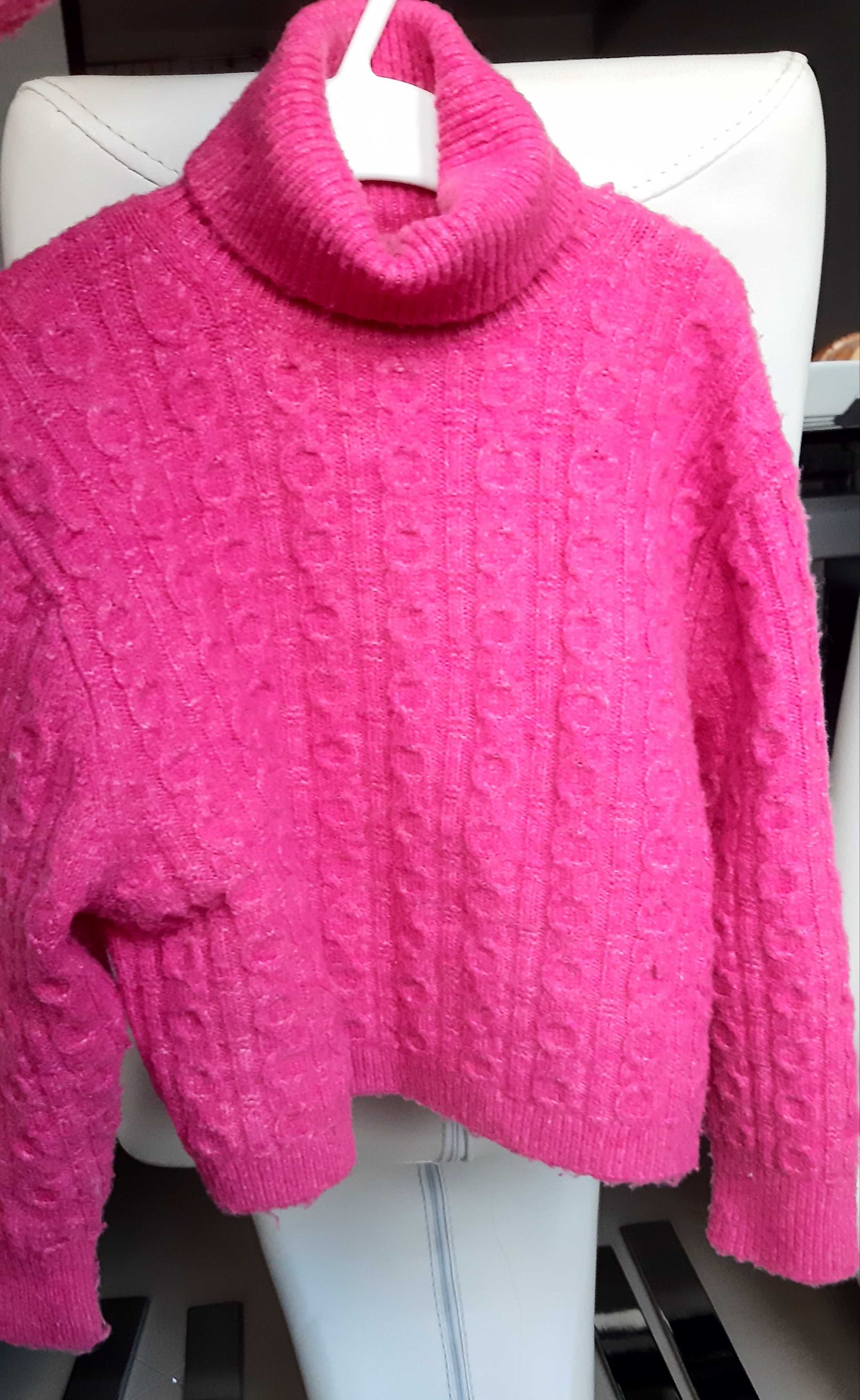 Krótki sweter sweterek golf różowy ZARA jak nowy r.120 6-7 lat