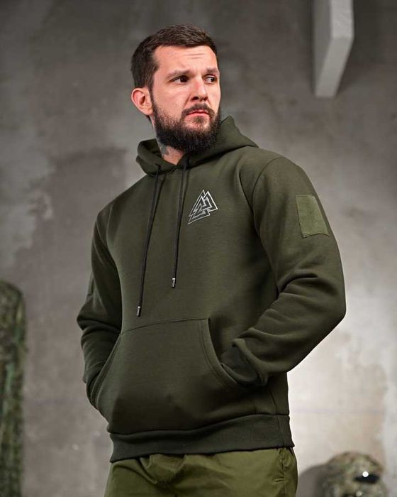 Тактичне худі Voron Валькнут олива — мілітарі стиль, без передоплати