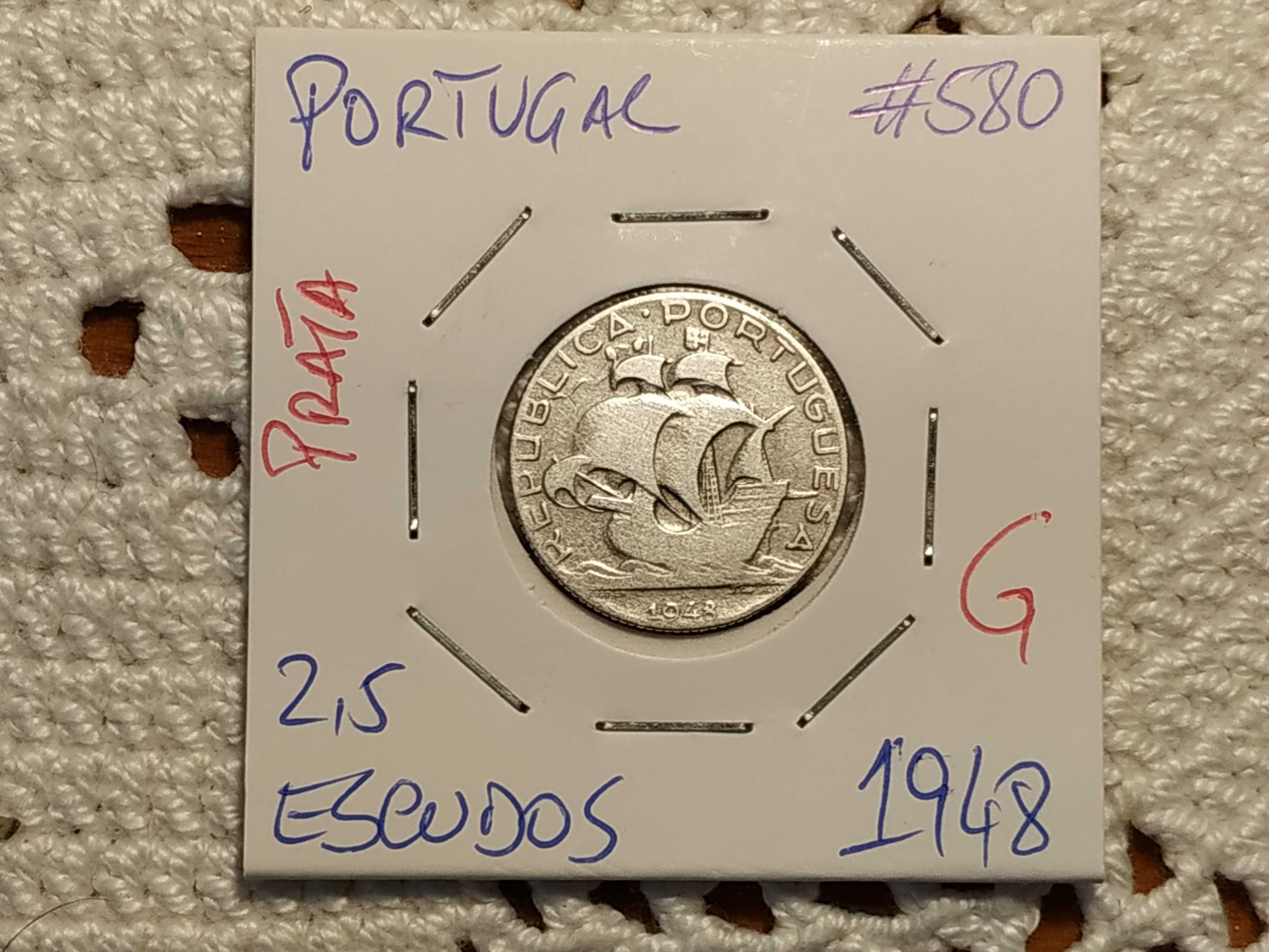 Portugal - moeda em prata de 2,5 escudos de 1948 (G)