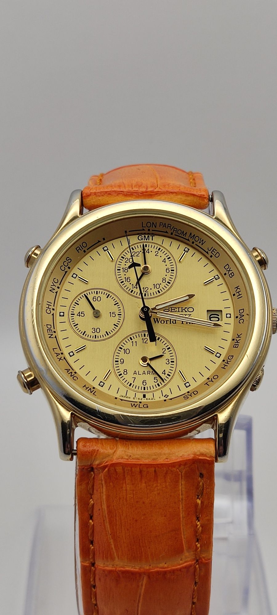 #014*Seiko (5T52-6A29] 1989 Quartz World Timer GMT.