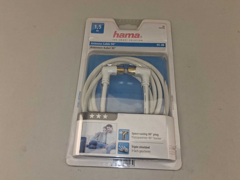 N121 Kabel Antenowy Hama 1,5m 95 dB Koaksjalny Kątowy Nowy