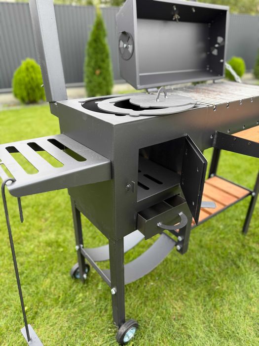 Мангал-гриль на 8 шампурів з пічкою! Мангал для казана та барбекю!