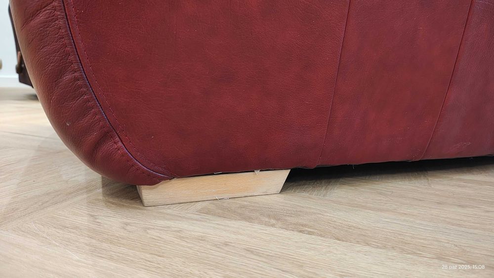 Sofa 3,2,1 Czerwona skóra naturalna Producent Polska
