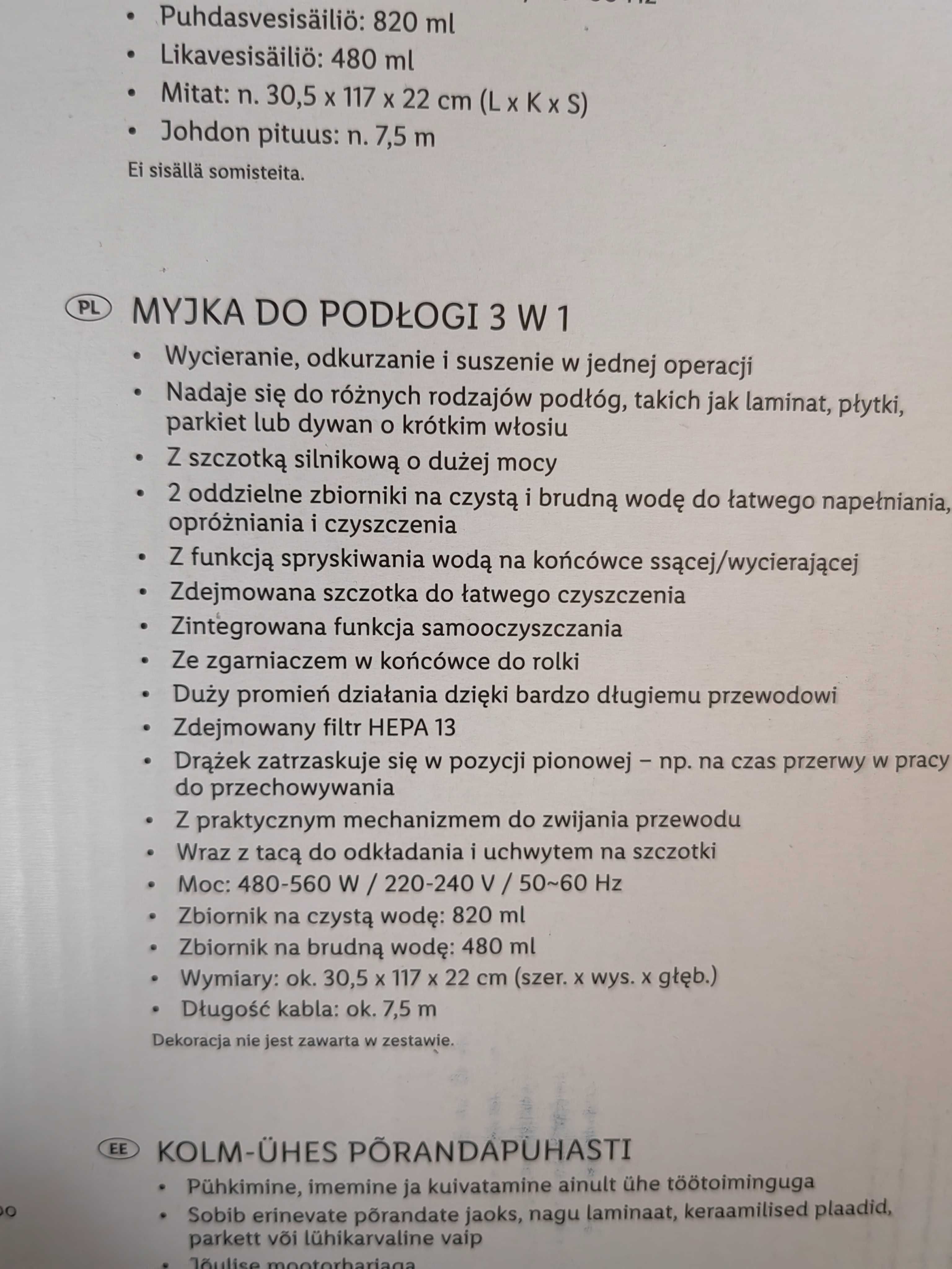 Odkurzacz myjący Silvercrest  3in1 560W Samoczyszczący - Jak nowy!