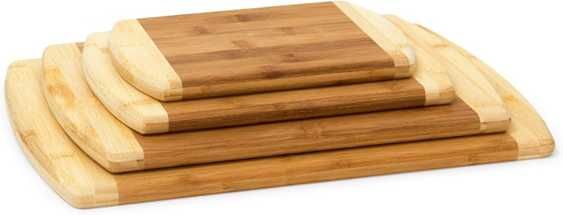 Conjunto 4 Tábuas de Cortar Bambu​ - Reversíveis,​ Madeira Natural