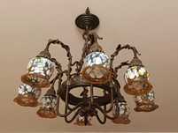 lampa sufitowa piękna mosiężna zabytkowa