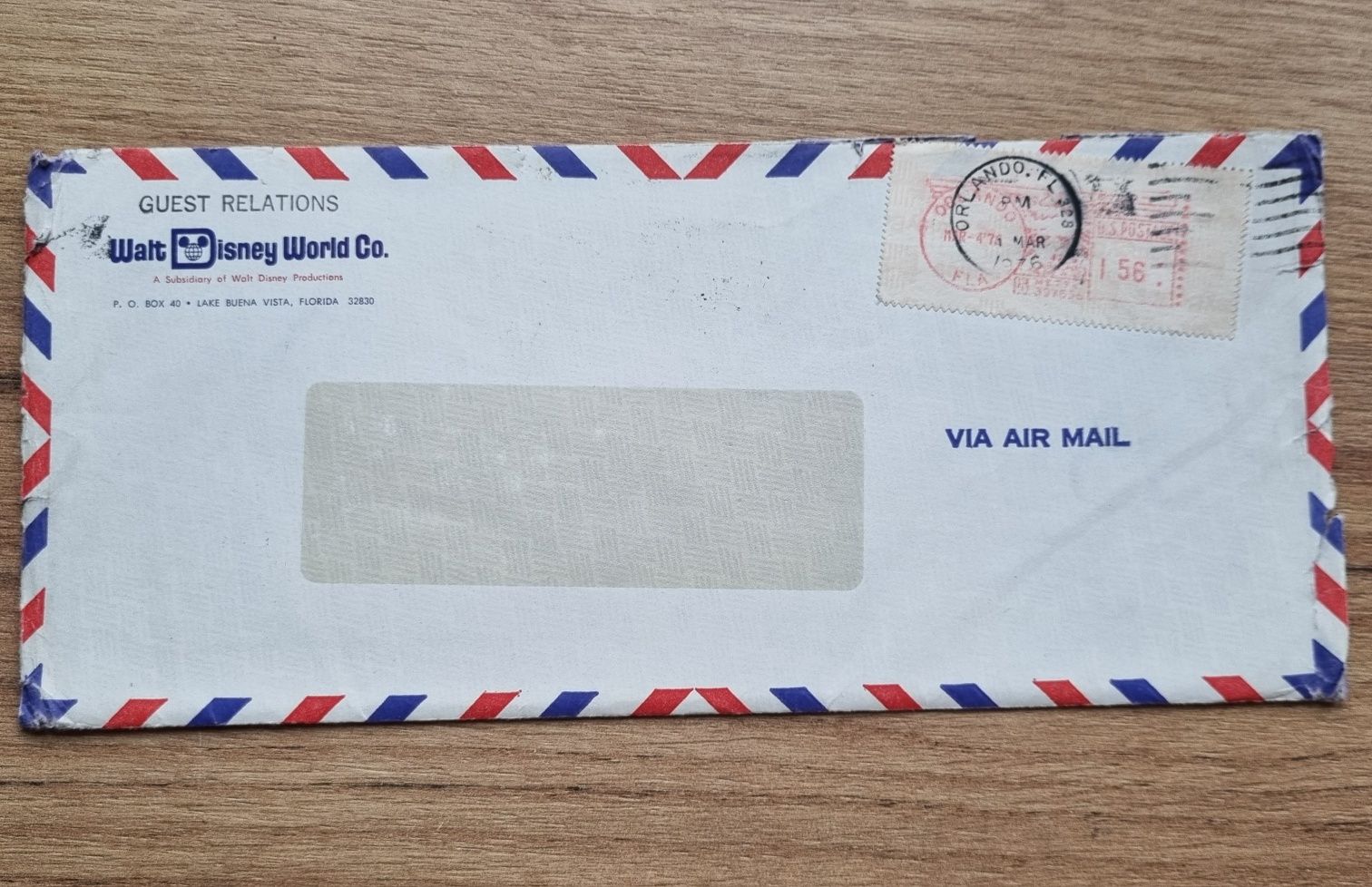 Stary list Prl retro bilet rezerwacja Disney World lata 70