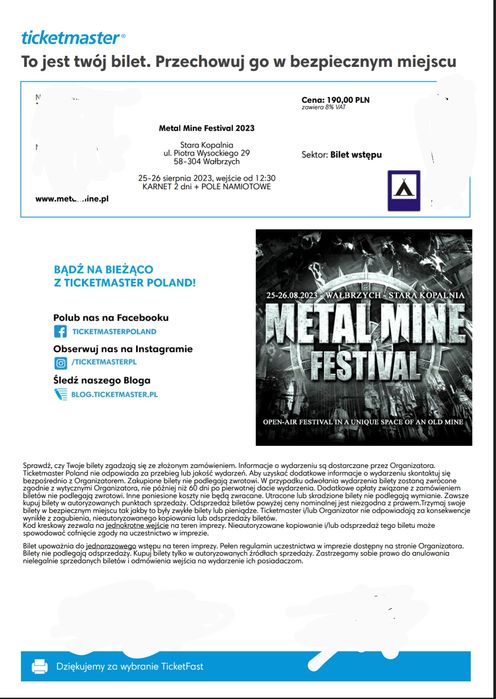 Dwa bilety na Metal Mine Festiwal
