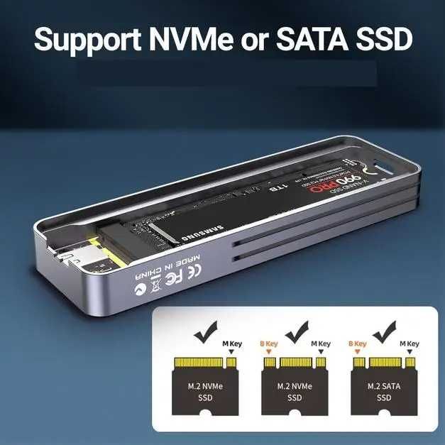 Кишеня для SSD JEYI i9X Visual Smart M.2, USB 3.2 Gen 2, 10 Гбіт/с