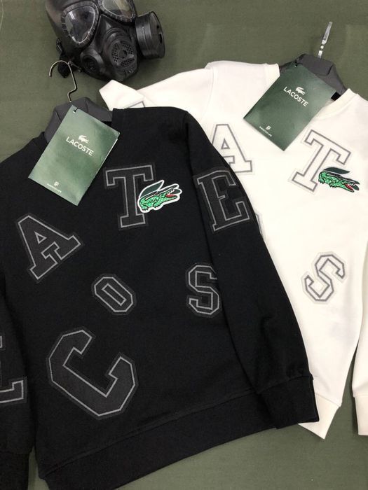 Свитшот Lacoste мужской батник белый черный