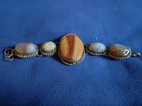 Bransoleta stara biżuteria z Nepalu kamienie naturalne ametysty