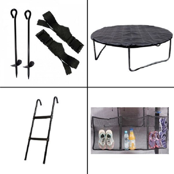 Trampolina Ogrodowa 312cm/10FT Czarna Maxy Comfort Z Wewnętrzną Siatką