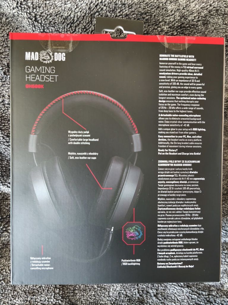 Słuchawki gamingowe Mad Dog GH600K rgb