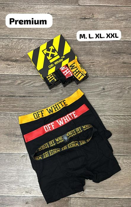 Nowe męskie bokserki off white trojpak w pudełku m lub l