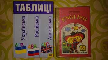 Таблицы - украинский, английский и учебник английского языка 6 кл