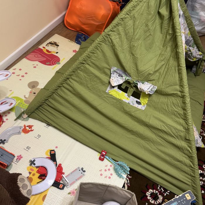 Вігвам дитячий зелений з динозаврами